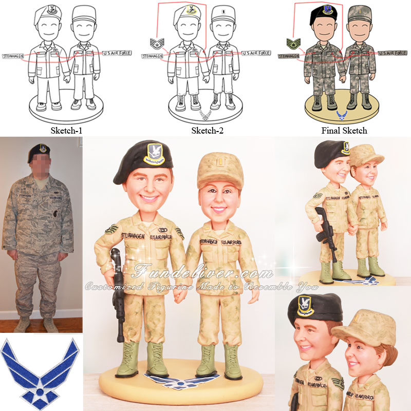 2nd Lieutenant and Staff Sergeant Wedding Cake Toppers